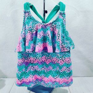 Cat & Jack Girl's Crochet Racerback Tankini Top Size M (7/8)